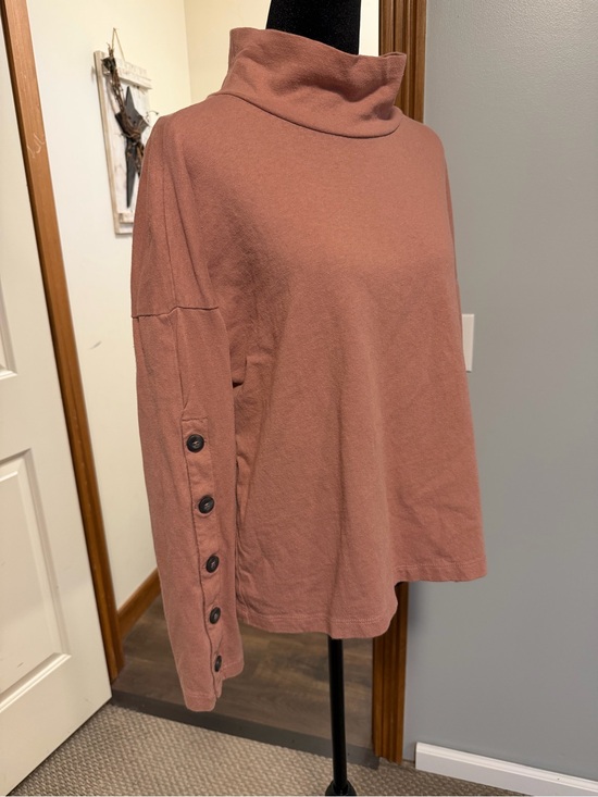 Madewell Sweaters - Madewell Dusty Rose Button Sleeve Turtleneck Sweater Top Medium